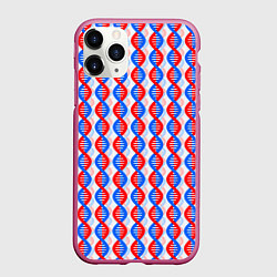 Чехол iPhone 11 Pro матовый Спирали ДНК, цвет: 3D-малиновый