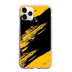 Чехол iPhone 11 Pro матовый BLACK AND YELLOW GRUNGE ГРАНЖ, цвет: 3D-розовый