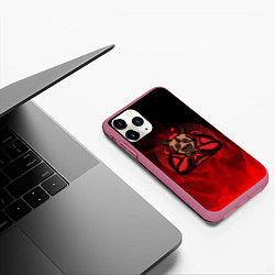 Чехол iPhone 11 Pro матовый Дьявольский ленивец Devilish sloth, цвет: 3D-малиновый — фото 2