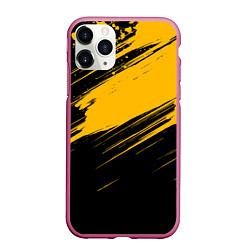 Чехол iPhone 11 Pro матовый Black and yellow grunge, цвет: 3D-малиновый