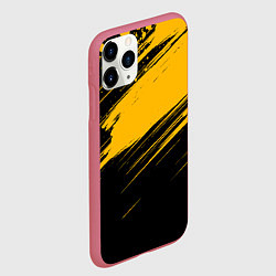 Чехол iPhone 11 Pro матовый Black and yellow grunge, цвет: 3D-малиновый — фото 2