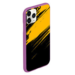 Чехол iPhone 11 Pro матовый Black and yellow grunge, цвет: 3D-фиолетовый — фото 2