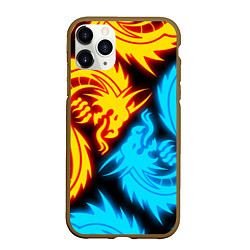 Чехол iPhone 11 Pro матовый НЕОНОВЫЕ ДРАКОНЫ NEON DRAGONS