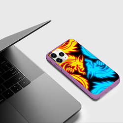 Чехол iPhone 11 Pro матовый НЕОНОВЫЕ ДРАКОНЫ NEON DRAGONS, цвет: 3D-фиолетовый — фото 2