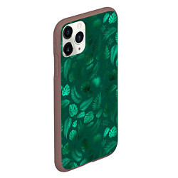 Чехол iPhone 11 Pro матовый Яркие зеленые листья, цвет: 3D-коричневый — фото 2