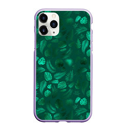 Чехол iPhone 11 Pro матовый Яркие зеленые листья, цвет: 3D-светло-сиреневый