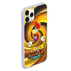 Чехол iPhone 11 Pro матовый Rayman Legends на фоне желтой спирали, цвет: 3D-светло-сиреневый — фото 2