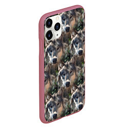 Чехол iPhone 11 Pro матовый Волки клипарт wolfs, цвет: 3D-малиновый — фото 2