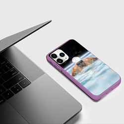 Чехол iPhone 11 Pro матовый Плавание Пловец, цвет: 3D-фиолетовый — фото 2