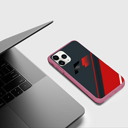 Чехол iPhone 11 Pro матовый F1 Большое лого, цвет: 3D-малиновый — фото 2