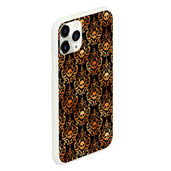 Чехол iPhone 11 Pro матовый Золотые черепа на черном фоне, цвет: 3D-белый — фото 2