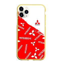 Чехол iPhone 11 Pro матовый Mitsubishi Паттерн, цвет: 3D-желтый