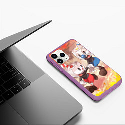 Чехол iPhone 11 Pro матовый Осенняя Прогулка Чашек Cuphead, цвет: 3D-фиолетовый — фото 2