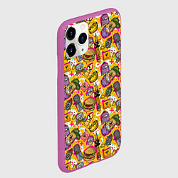 Чехол iPhone 11 Pro матовый Поп арт животные, еда, цвет: 3D-фиолетовый — фото 2
