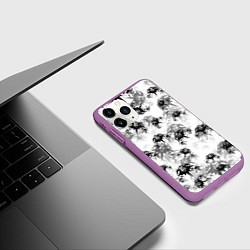 Чехол iPhone 11 Pro матовый Король и шут Лого Паттерн, цвет: 3D-фиолетовый — фото 2