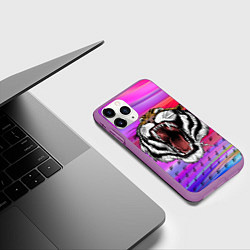 Чехол iPhone 11 Pro матовый Brave tiger, цвет: 3D-фиолетовый — фото 2