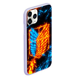 Чехол iPhone 11 Pro матовый АТАКА ТИТАНОВ БИТВА ОГНЕЙ ATTACK ON TITAN FIRE, цвет: 3D-светло-сиреневый — фото 2