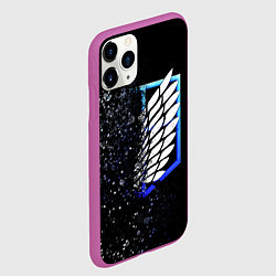 Чехол iPhone 11 Pro матовый АТАКА ТИТАНОВ Attack on Titan брызги краски, цвет: 3D-фиолетовый — фото 2