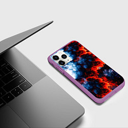 Чехол iPhone 11 Pro матовый 3D ЯДЕРНЫЙ КОСМИЧЕСКИЙ ВЗРЫВ ОГОНЬ, цвет: 3D-фиолетовый — фото 2