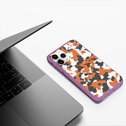 Чехол iPhone 11 Pro матовый Orange Camo, цвет: 3D-фиолетовый — фото 2