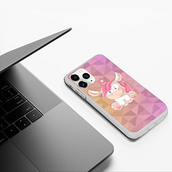 Чехол iPhone 11 Pro матовый Единорог с розовыми волосами, цвет: 3D-белый — фото 2