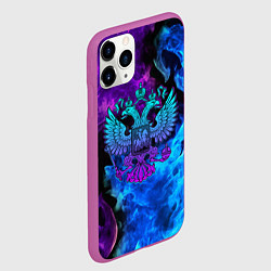 Чехол iPhone 11 Pro матовый НЕОНОВЫЙ ГЕРБ РОССИИ ОГОНЬ NEON FIRE, цвет: 3D-фиолетовый — фото 2