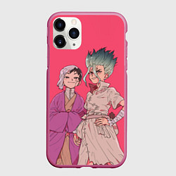 Чехол iPhone 11 Pro матовый Ген и Сэнку, цвет: 3D-малиновый