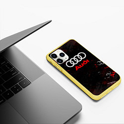 Чехол iPhone 11 Pro матовый AUDI АУДИ SPORT Паттерн, цвет: 3D-желтый — фото 2