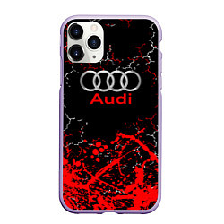 Чехол iPhone 11 Pro матовый AUDI АУДИ брызги, цвет: 3D-светло-сиреневый