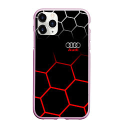 Чехол iPhone 11 Pro матовый АУДИ Autosport Соты, цвет: 3D-розовый
