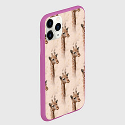Чехол iPhone 11 Pro матовый Голова жирафа паттерн, цвет: 3D-фиолетовый — фото 2