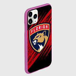 Чехол iPhone 11 Pro матовый Florida Panthers, Флорида Пантерз, NHL, цвет: 3D-фиолетовый — фото 2