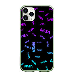 Чехол iPhone 11 Pro матовый NASA NEON PATTERN, цвет: 3D-салатовый