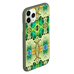 Чехол iPhone 11 Pro матовый Green abstract 3d, цвет: 3D-темно-зеленый — фото 2