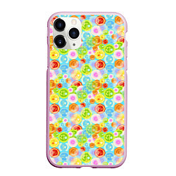 Чехол iPhone 11 Pro матовый Чакры символы, цвет: 3D-розовый