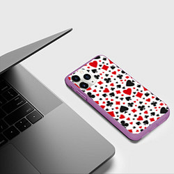 Чехол iPhone 11 Pro матовый Картёжные Масти, цвет: 3D-фиолетовый — фото 2