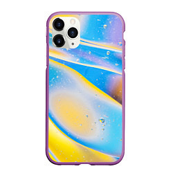 Чехол iPhone 11 Pro матовый Градиент Жёлто-Голубая Абстракция, цвет: 3D-фиолетовый
