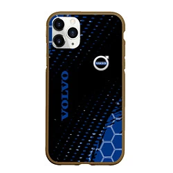 Чехол iPhone 11 Pro матовый Volvo - Вольво Sport соты, цвет: 3D-коричневый