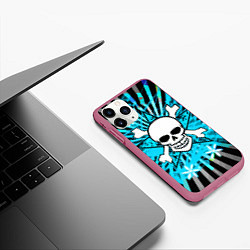 Чехол iPhone 11 Pro матовый Neon Skull, цвет: 3D-малиновый — фото 2