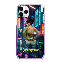 Чехол iPhone 11 Pro матовый Панам вид сзади Cyberpunk2077, цвет: 3D-сиреневый