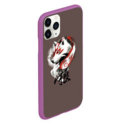 Чехол iPhone 11 Pro матовый Дух природы Белый волк, цвет: 3D-фиолетовый — фото 2