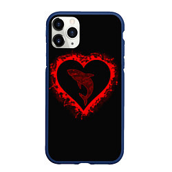 Чехол iPhone 11 Pro матовый Любовь к морю Акула, цвет: 3D-тёмно-синий
