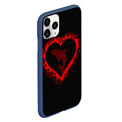 Чехол iPhone 11 Pro матовый Любовь к морю Акула, цвет: 3D-тёмно-синий — фото 2
