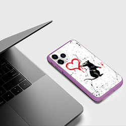 Чехол iPhone 11 Pro матовый BANKSY БЭНКСИ крыса, цвет: 3D-фиолетовый — фото 2