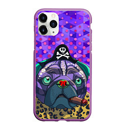 Чехол iPhone 11 Pro матовый Pirate Dog, цвет: 3D-фиолетовый