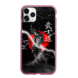 Чехол iPhone 11 Pro матовый Самурай Бусидо Иероглифы Samurai Lightning, цвет: 3D-малиновый