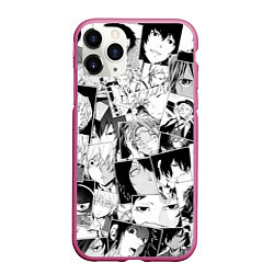 Чехол iPhone 11 Pro матовый Bungo Stray Dogs pattern, цвет: 3D-малиновый