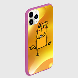 Чехол iPhone 11 Pro матовый Строгий кот занимается йогой, цвет: 3D-фиолетовый — фото 2