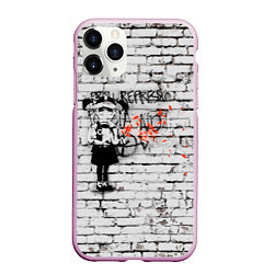 Чехол iPhone 11 Pro матовый Banksy Девочка в Противогазе Бэнкси, цвет: 3D-розовый