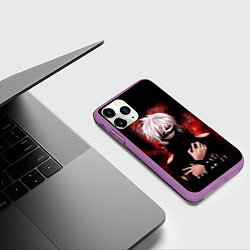 Чехол iPhone 11 Pro матовый Tokyo Ghoul Токийский Гуль Who am I, цвет: 3D-фиолетовый — фото 2